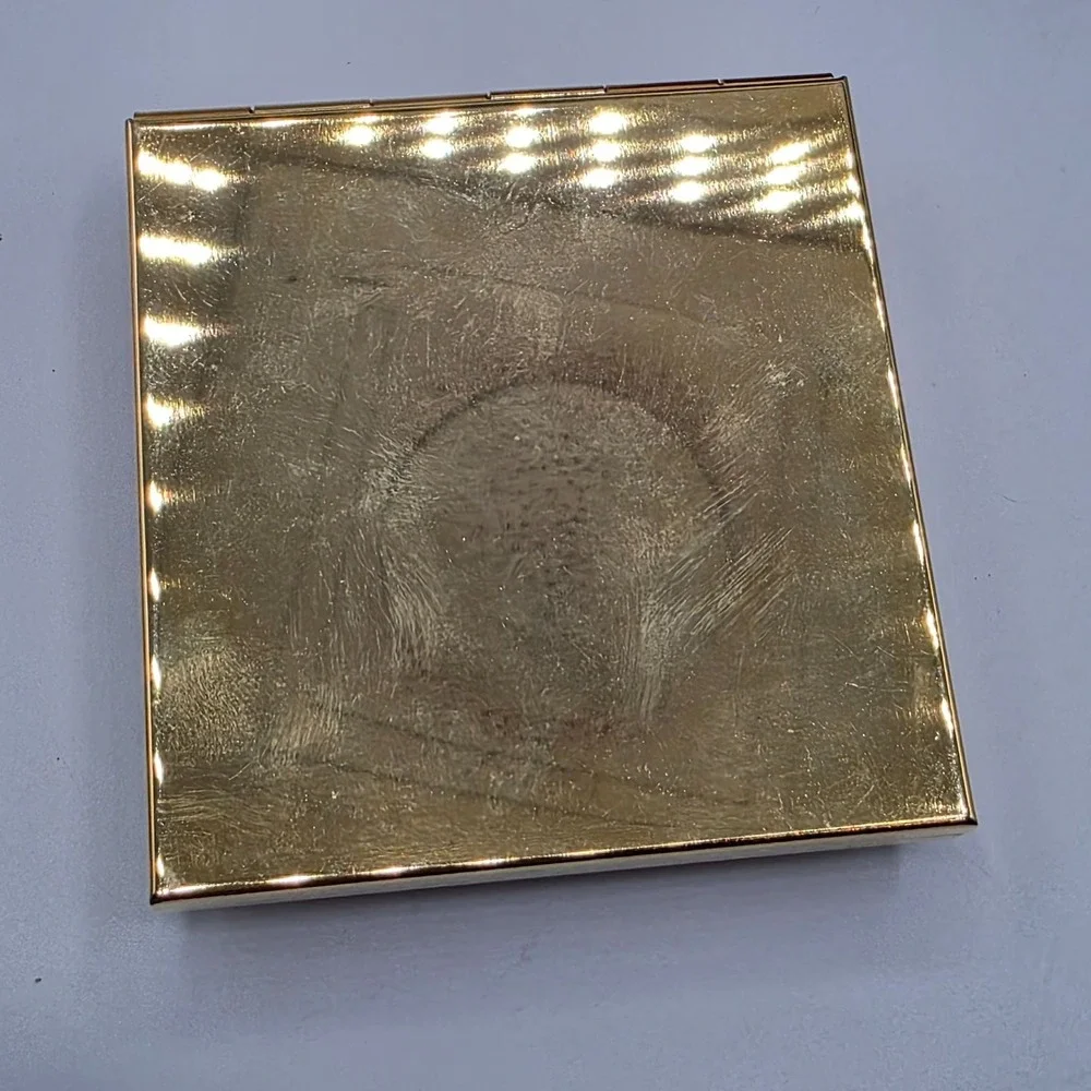 Vintage Cameo Compact Mirror Rhinestone‎ Pearl Gold Trim Lighted Makeup Ornate
